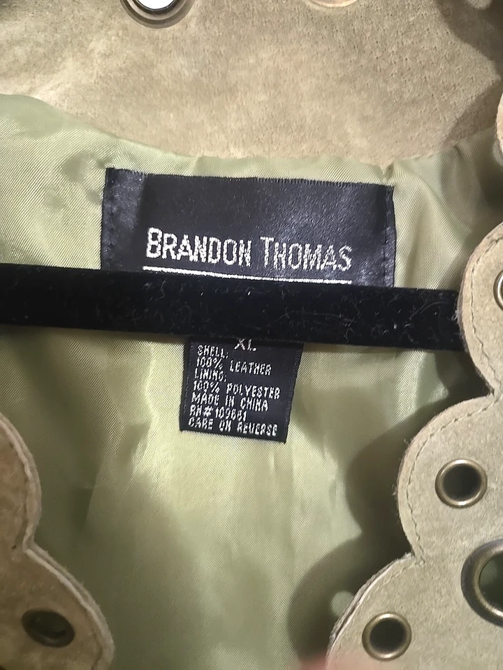 Brandon Thomas XL Blazer Women's Sage Green Suede Leather Jacket Grommet - Image 2 of 4