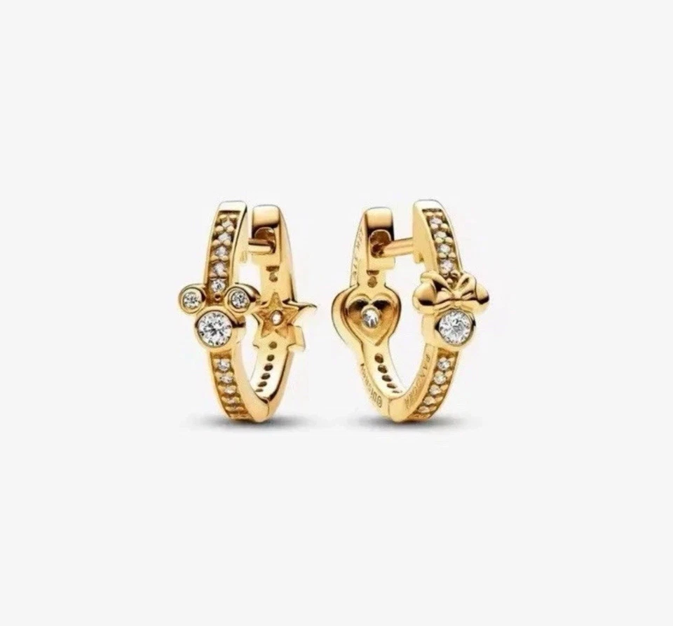 Nuevos Pendientes Aro Brillantes Pandora Disney Mickey Mouse y Minnie Mouse 262959C01 Foto 3 de 4