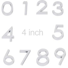 Modern House Numbers, 10 Pack Mailbox Numbers 0-9, 4 Inch High Silver-10