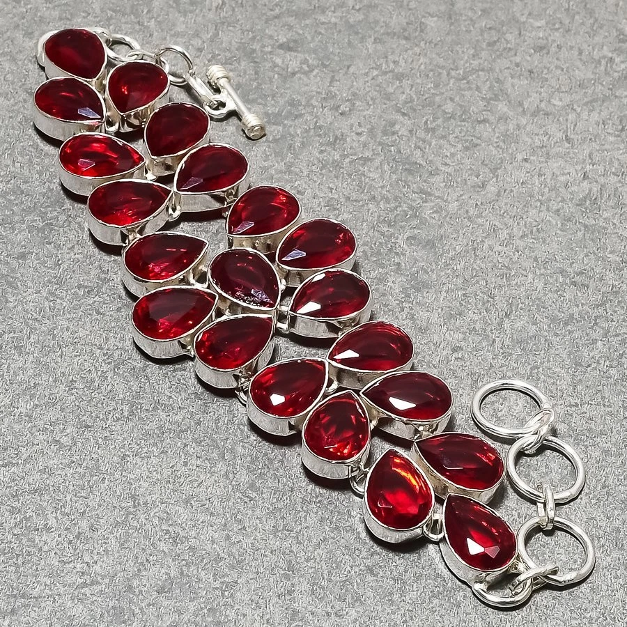 Mosambik Granat Edelstein Armband verstellbare Kette Birnenform Geschenk Schm... - Bild 2 von 4
