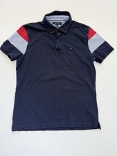Tommy Hilfiger Custom Fit Navy Solid Collared Polo Shirt Short Sleeve M