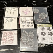 Lot of 8 Flower Leaf Themed Stamps Stampin Up Unmounted Stamps