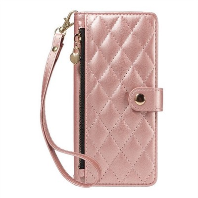 Zip Grid Leather Wallet Phone Case for Redmi Note 14 13 Pro K60 K80 K70 Turbo 4
