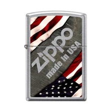 Zippo Lighter - Made In USA Logo Street Chrome
