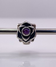 Chamilia Flower Charm Sterling Silver w CZ Stone JA-41 Bead