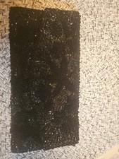 8.5"x4.5" Thin Beaded Black Evening Clutch