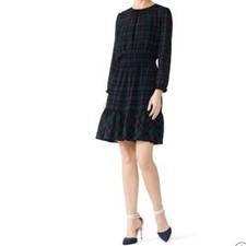 J. Crew Glendale Cinched Waist Plaid Dress Knee Length Schoolgirl Green Large