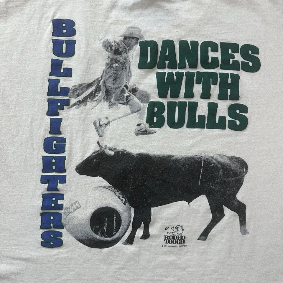 Camiseta De Colección Wrangler Toros Rodeo Montar Bailes Con Toros Envejecidos Foto 2 de 4