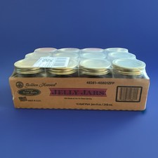 Vintage Golden Harvest 8oz Jelly Jars 12pk w/ Bands & Lids Made in USA NIB