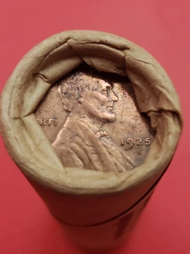 XF 1913-S LINCOLN WHEAT CENT 1925S LINCOLN WHEAT PENNY COIN ROLL ENDS BANKROLLED