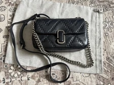 Marc Jacobs Black Soft Leather Crossbody Handbag Bag Silver Hardware Mini