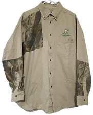 Mens  XL- Woolrich Brown Button Down 1 Front Pocket Long Sleeve Shirt