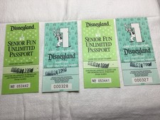 Disneyland Passport One Day Admission Tickets ( 4 ) 2 Adult 2. Senior 12/24/90