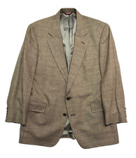 Jos A Bank 44S Beige Glen Plaid Blazer Jacket Sport Suit Coat Silk Wool Classic