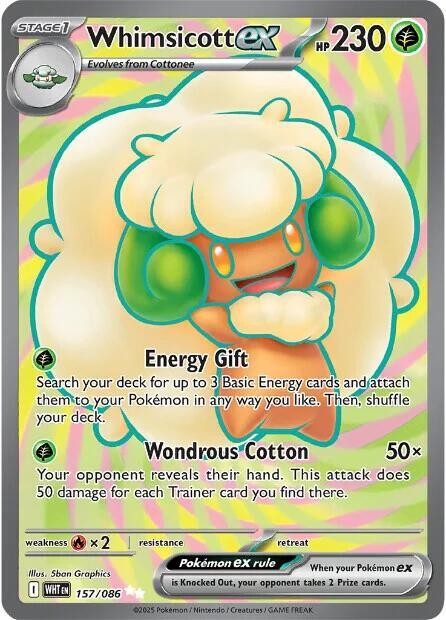 Whimsicott ex 157/086 White Flare Holo Full Art Ultra Rare Pokemon NM