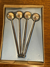 Vintage Mid Century Drink Coolers Cocktail Stirrers Silver Plate Set 4 Boxed