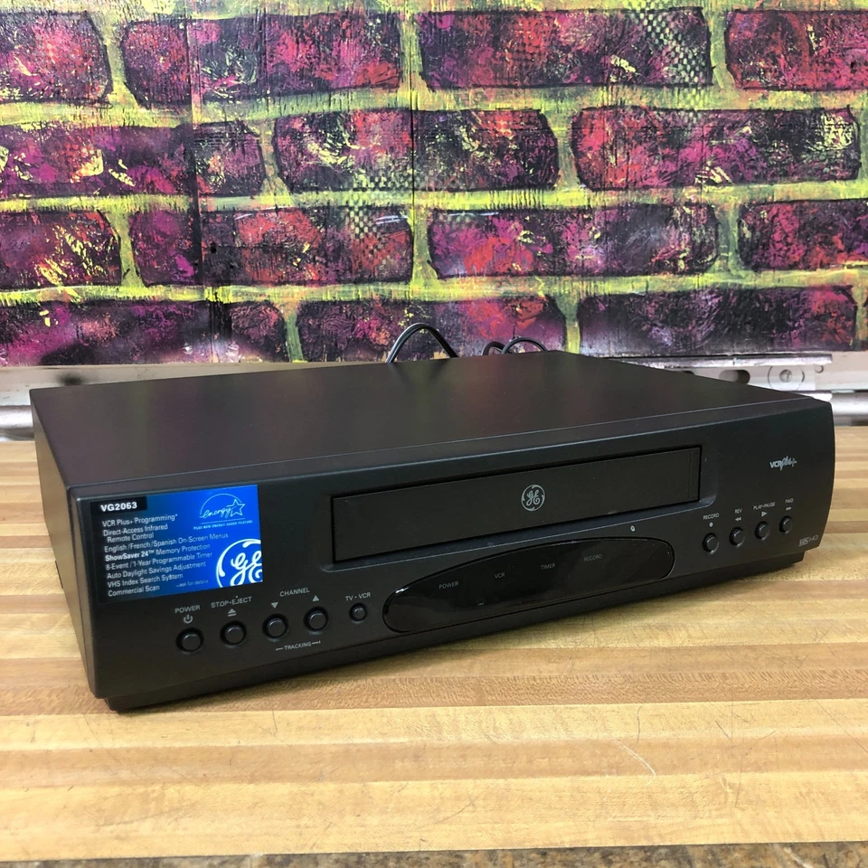 Reproductor de casete de video VHS GE VCR VG2063 4 cabezales sin control remoto PROBADO ¡Gran imagen! Foto 4 de 4