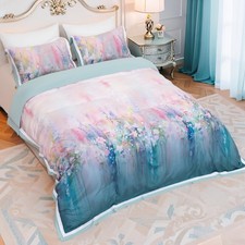 Floral Duvet Cover King Size - Impressionist Floral Printed Bedding Set   Was...