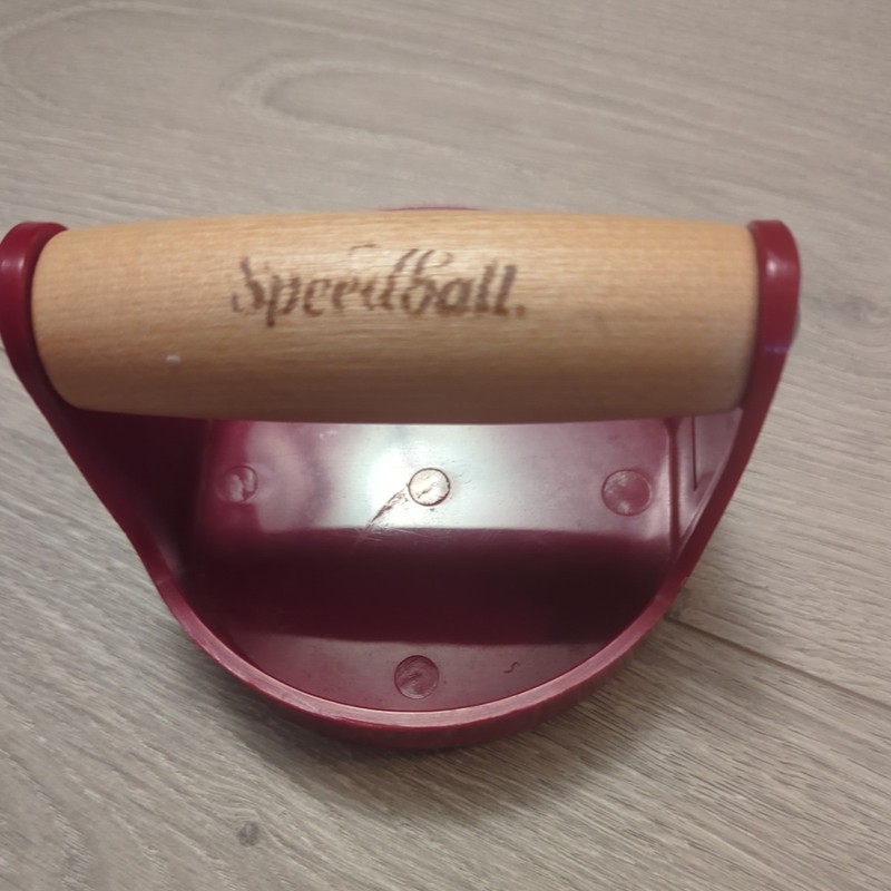 Speedball - 4 Inch Hand Printing Tool with Wooden Handle - Smooth Plast...