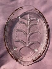Tree Of Life Inland Glass 14.75"×10.75" Footed Meat Serving Carving Platter USA 