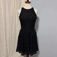New Mossimo Little Black Lace Halter Fit & Flare Gothic Fairy Mini Dress Size S