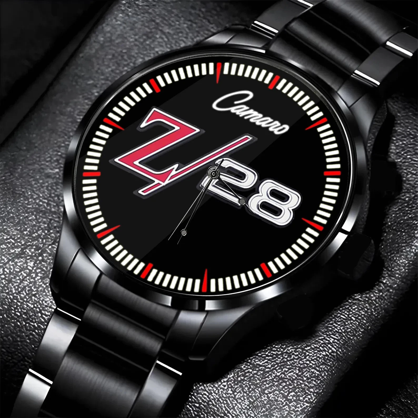 Men's Stainless Steel Camaro Z28 Car Watch, Automotive Wristwatch