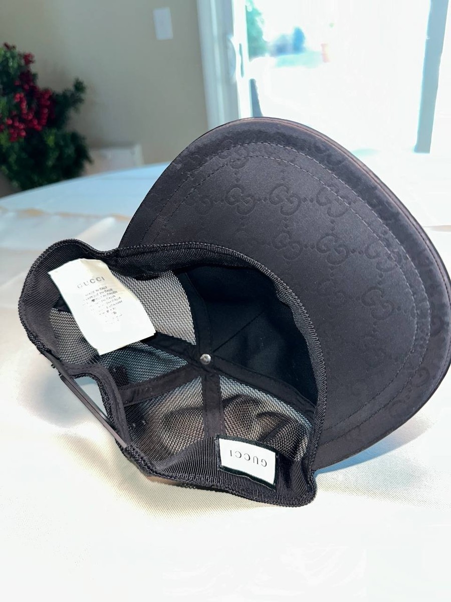 Gucci GG Monogram Black Mesh Trucker Hat Cap 510950 4HD47 Made in