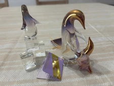 Prochaska Penguin Set. 2 Pc/ Hand Blown Glass 24K Gold. Two Prochaska designs!