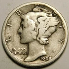 1939 S Mercury Dime 90% Silver G-VG "Actual Coin Pictured - Not Cleaned"