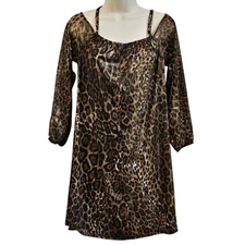 INC International Concepts Cold Shoulder Animal Print Dress Women's Size S