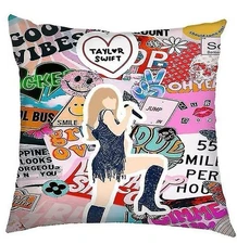 Taylor Swift Throw Pillow Case (18”x18”)