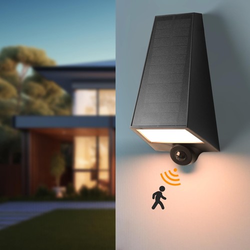 Solar Wall Light Outdoor, Dusk to Dawn Motion Sensor Solar Lantern with 3 Lig...