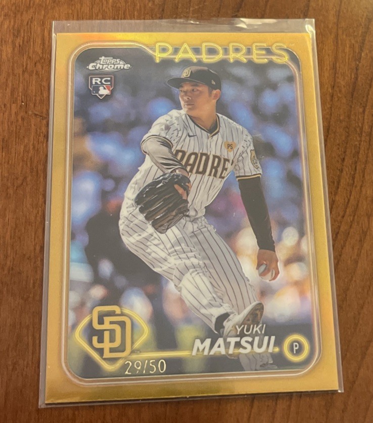 2024 Topps Chrome Gold Refractor #116 Yuki Matsui RC #29/50 Padres