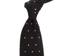  330 NWT TOM FORD Black w White Polka Dots Knit Silk Neck Tie Italy 3.6W