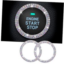 2PCS Bling Crystal Rhinestone Car Engine Start Ring Stickers, Colorful White