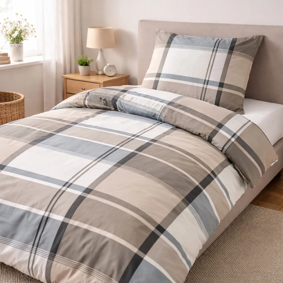 2tlg Bettwäsche Set 135x200cm Bettbezug 100% Baumwolle OEKO-TEX Bezug Bett 80x80 - Bild 1 von 4