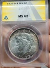 1922 D $1 Peace Dollar ANACS MS62 Toned Handsome coin