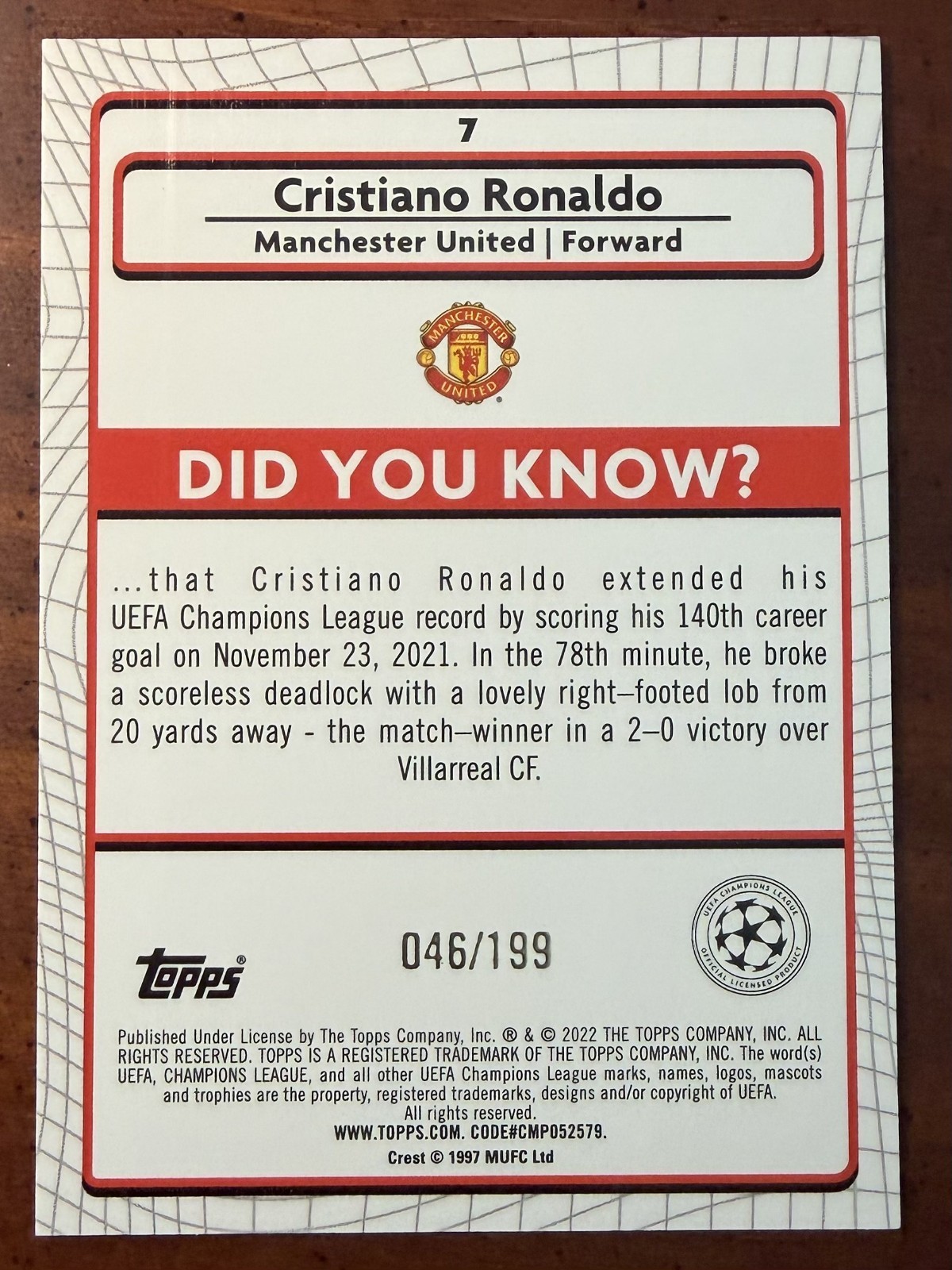 2021 Topps Merlin Chrome Cristiano Ronaldo Aqua Speckle Refractor /199 view 6