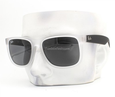 Ray-Ban Justin Sunglasses RB4165 6512/87 Matte Clear Black Rubber 50mm SMALL