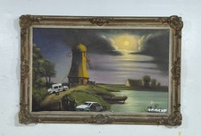 BANKSY GEMÄLDE "BAUFÄLLIGES AUTO" ÖL AUF LEINWAND MIT RAHMEN GUTER ZUSTAND