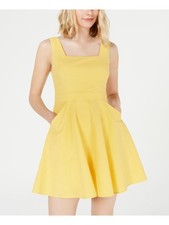 CITY STUDIO Womens Sleeveless Square Neck Mini Fit + Flare Dress