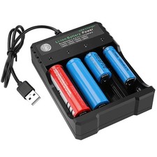 Battery Charger 4 Bay, Charger for 3.7V Li-ion TR IMR 10440 14500 16650 16340...