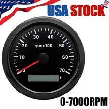85mm Boat Tachometer Gauge 0-7000RPM 7 Colors LCD Hourmeter For Marine Car Truck