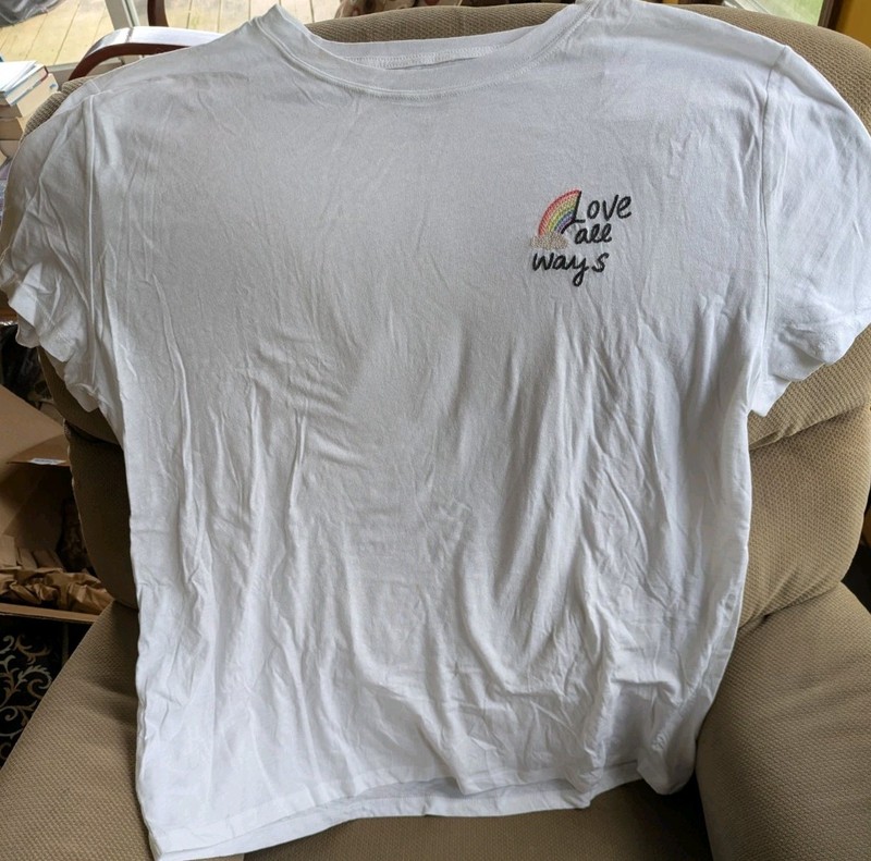 NWT Loft Vintage Soft “Love All Ways” Pride Embroidered T-shirt Women's Size XXL