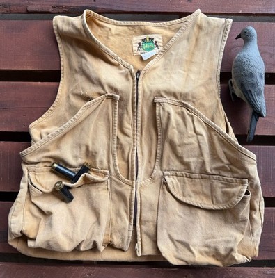 Vintage Ideal Hunting Vest Canvas Game Bag Shell Loops Upland Bird Field Tan
