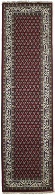Hand-Knotted Red Oriental Runner Rug Allover Floral Pattern Hallway 2'5X10 ft