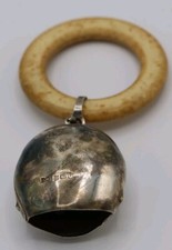 Antico Sonaglio Per Bambini In Argento Inglese - Originale Da Collezione 