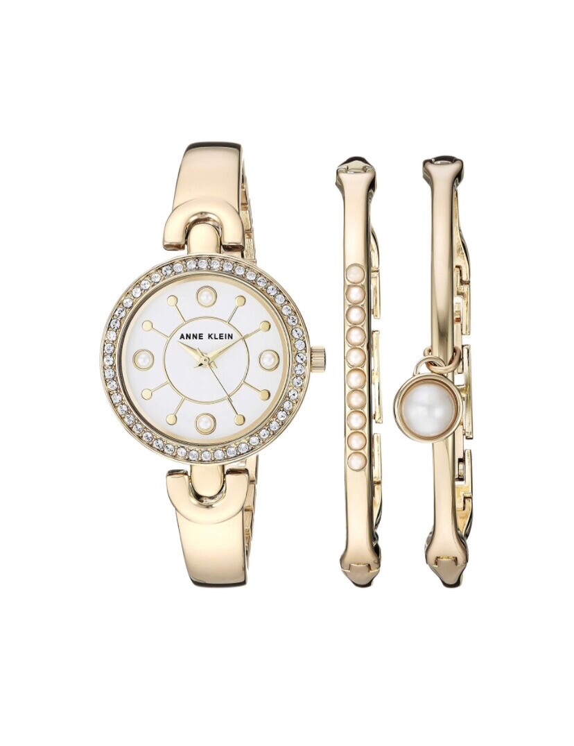 Crystal Accented Watch & Bracelet Set with Diamond Dial Stuhrling Women s 4090 34mm Crystal-Accented Rectangular  main image 2