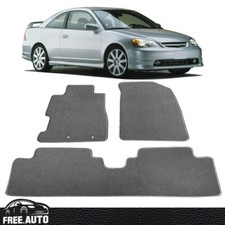 Fits 01-05 Honda Civic Floor Mats Carpet Front Rear Gray Grey 3pcs Nylon