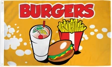 Burgers Flag 3x5ft Burgers Banner Sign Concessions Food Service Flag